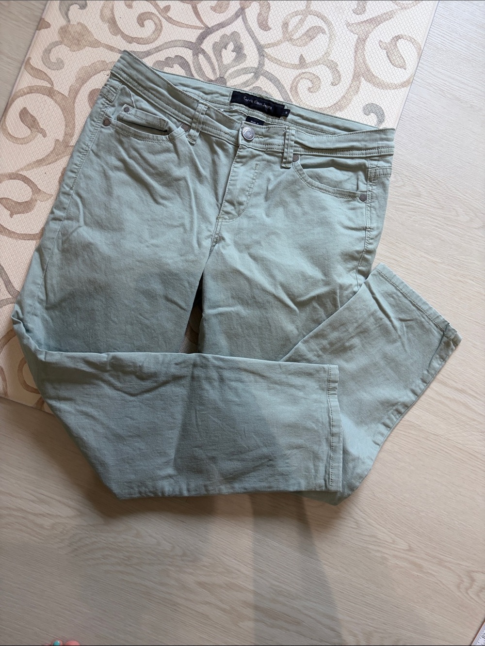 CK jeans green/grey capris 10